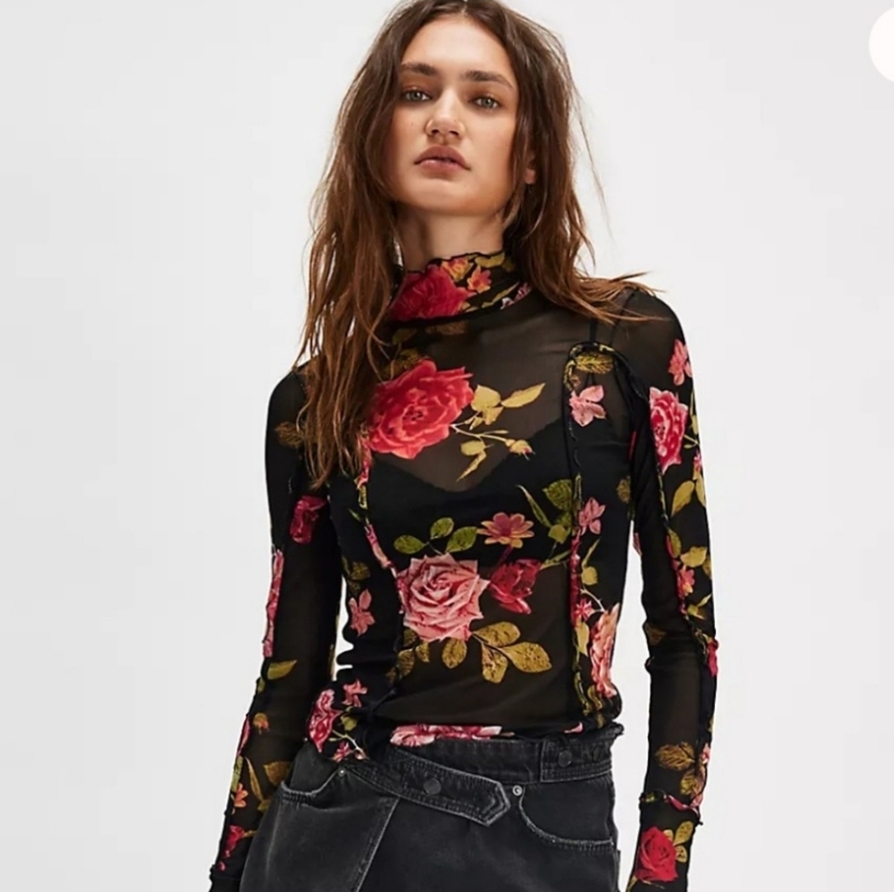 Free People Charlie Printed Mesh Top